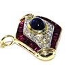 Image 2 : 302 #SLA-02 Ruby, Diamond and Sapphire Pendant  in 18k Gold