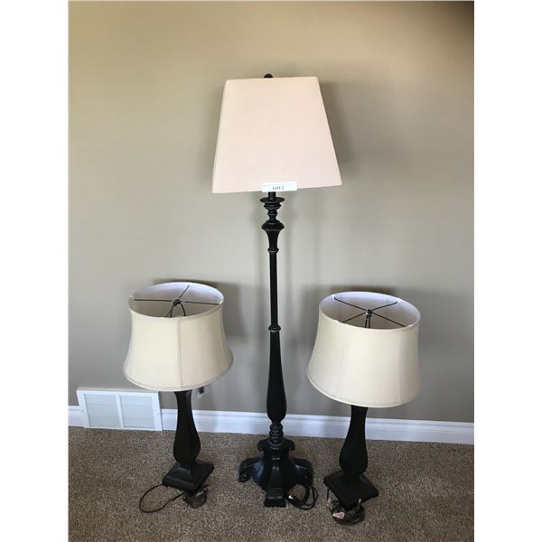 Black Floor Lamp & Two Matching Table Lamps Beck Auctions Inc.