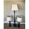 Image 1 : Black Floor Lamp & Two Matching Table Lamps