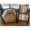 Image 1 : Curved Back Upholstered Chair & Striped Side Chair