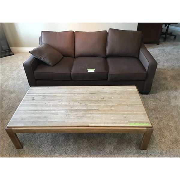 Brownish Black Upholstered 3 Seater Couch & Wood Rectangular Coffee Table from Finesse Furniture