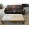 Image 1 : Brownish Black Upholstered 3 Seater Couch & Wood Rectangular Coffee Table from Finesse Furniture