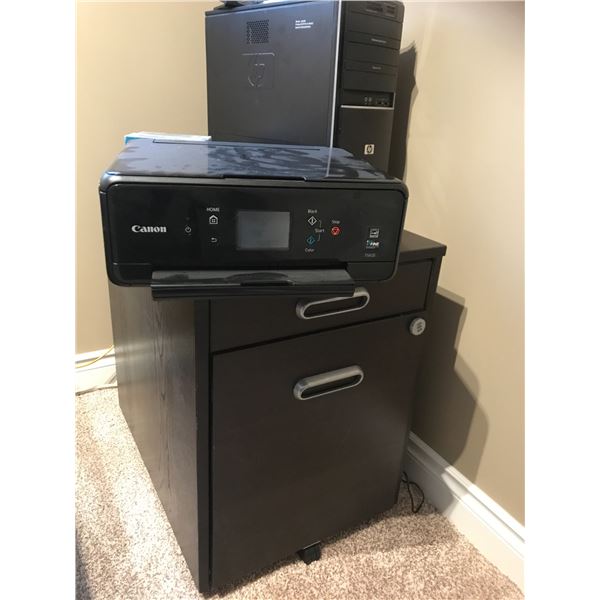 Canon Photocopier, HP Window 7 Computer Tower & Black Filing Cabinet & Uniden Telephones