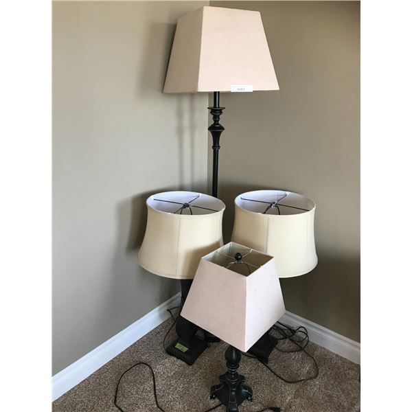 Floor Lamp & 3 Side Table Lamps