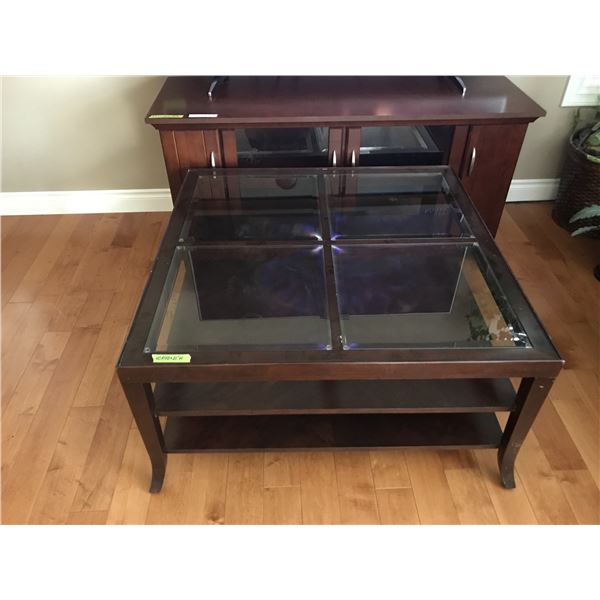 Wood & Glass Insert Coffee Table & TV Cabinet