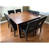 Image 1 : Wood Dining Room Table & 8 Leather Chairs