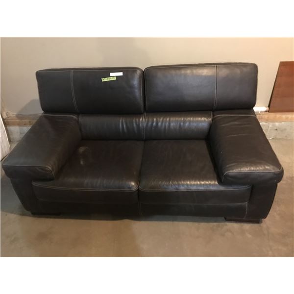 2-Seater Brown Leather Love-seat
