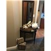Image 5 : Beautiful Console Table w Mirror, Two Carved Wooden Boxes, Silk Flowers & Decorative Shell