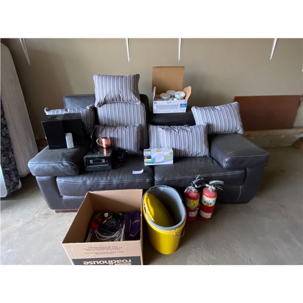 Striped Pillows, Two Fire Extinguishers, Sony Compact Disc Player & Speaker System, Halogen Lights &
