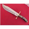 Image 2 : Hand Scrimshawed Big 5 Stag handled Bowie knife with Certificate by artist Gary Harbour Donated by: 