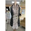 Image 2 : Full-Skin Black Cross Mink Vest with Natural Silver Fox Tuxedo Trim Reversible to Taffeta Rainwear