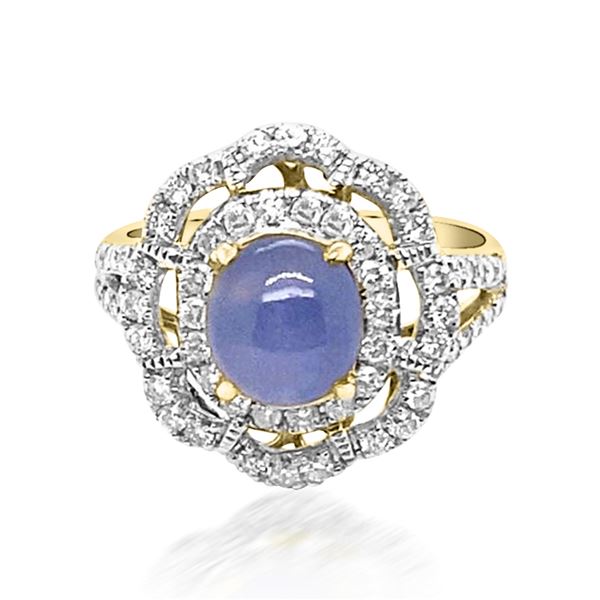 5.05ct Natural Ceylon Star Sapphire 18K Yellow Gold Ring