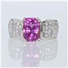 Image 1 : 3.70ct Natural Pink Sapphire 18K White Gold Ring