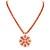 Image 3 : 58.51ct Coral & diamond Necklace/Pendant