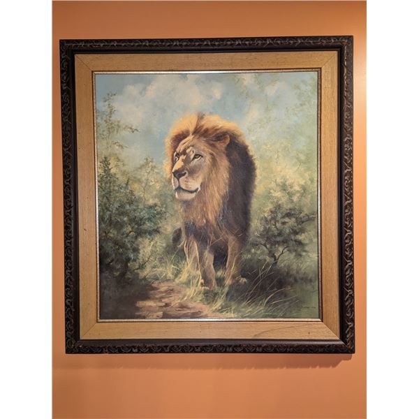LA S01 African Lion Original Oil Painting by Peter Darro in 1977