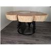 Image 2 : Cedar Round Live Edge Table with custom Travis Rankin Art Base (20" x 36") Shells in centre not incl