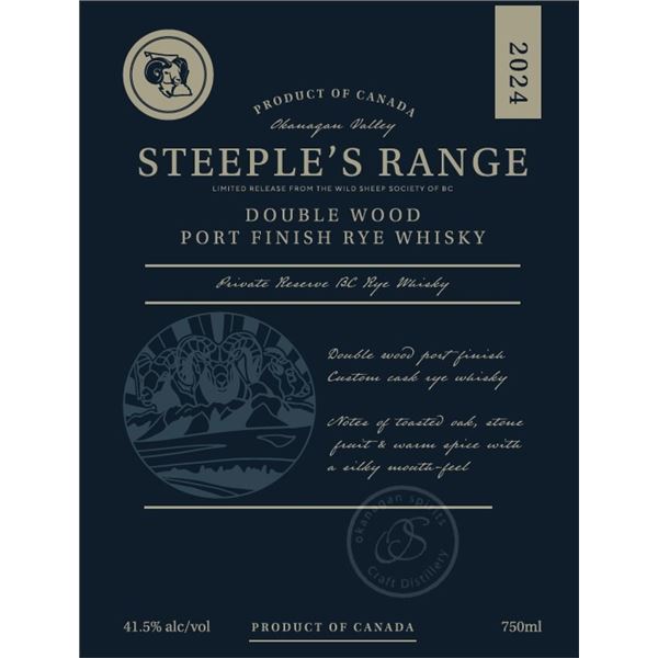 Whisky Barrel and 6 bottles of Steeple's Range Rye