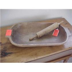 Wood tray & rolling pin