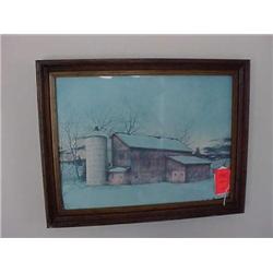 2 Framed prints-barns