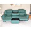 Image 1 : Green leather double recliner sofa