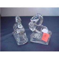 Clear glass horse bookends