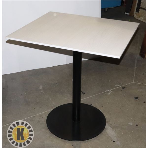 WHITE TOP (WOOD) TABLE WITH STEEL BASE