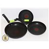 Image 1 : 3 ASSORTED SIZE FRYING PANS