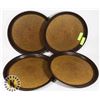 Image 1 : 4 CORK BOTTOM SERVING TRAYS (APPROX 14" DIAMETER)