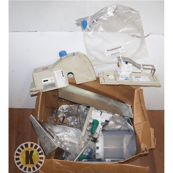 BOX OF ECOLAB SOAP DISPENSER PARTS