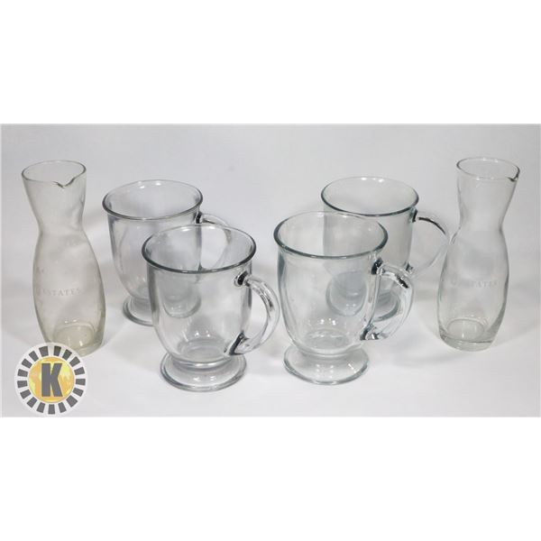 FLAT OF 4 MATCHING MUGS WITH 2 PELLER ESTATES