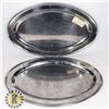 Image 1 : TWO STAINLESS STEEL OVAL SERVING TRAYS