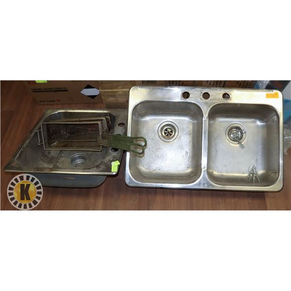 2 KITCHEN SINKS SOLD WITH 2 DEEP FRYER BASKETS