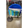 Image 1 : LOT OF KIDDIE POOL, FOLDING LOUNGE CHAIR, GARDEN FENCING AND WEIGHTED UMBRELLA STAND WITH BOLT