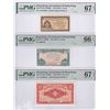 Image 1 : Hong Kong Government, Lot of 3, ND (1941) 1c, 5c & 10c. PMG 66EPQ -67EPQ