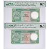 Image 1 : HK & Shanghai Banking Corp., 1987, lot of 2,  $10, MS445544 & PT545454. Both PMG 67EPQ. Key Date, Re