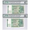 Image 1 : Standard Chartered Bank, Lot of 2, 1988, $10, CU888666/ CR999888. PMG 67EPQ & 66EPQ. Interesting pai