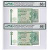 Image 1 : Standard Chartered Bank, Lot of 2, 1988, $10, CR111999/ CR999111. PMG 63EPQ & 66EPQ.