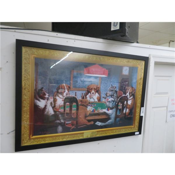 Framed Print  Dogs Playing Poker  by CH Coolidge - 38  x 26 