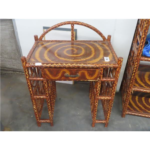 Painted Rattan Vanity Desk