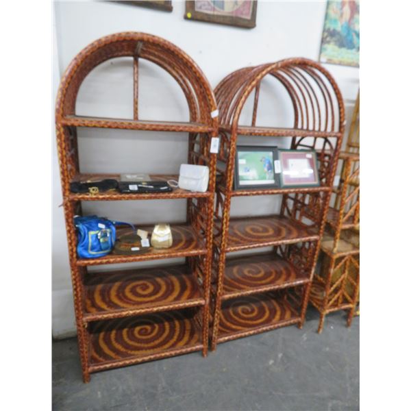 Rounded Painted Rattan Display Shelves (2)