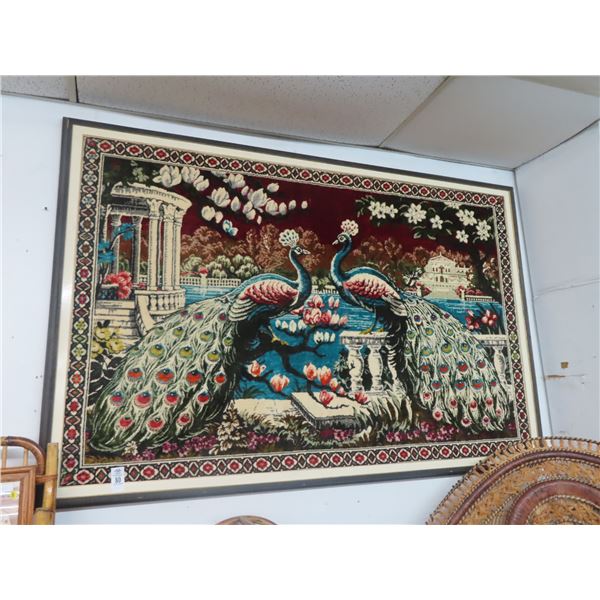 Large Framed Peacock Tapestry - 4' x 6'