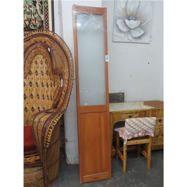 Wood w/Floral Glass Design Closet Door