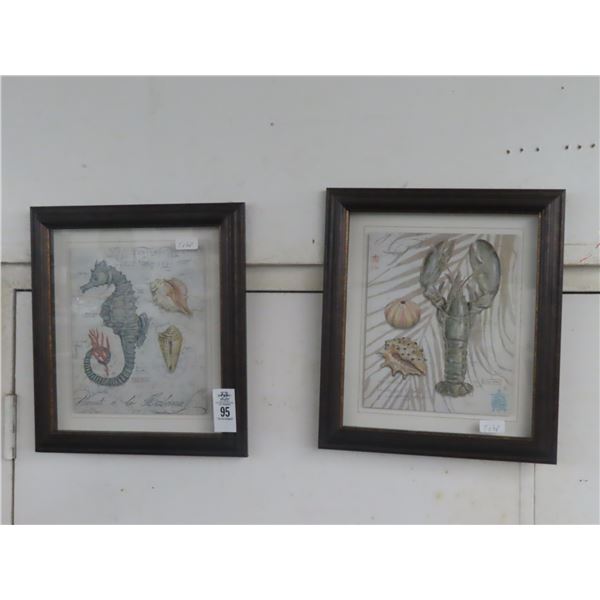 Nautical Seahorse and Lobster Pictures (2) - 15  x 17 