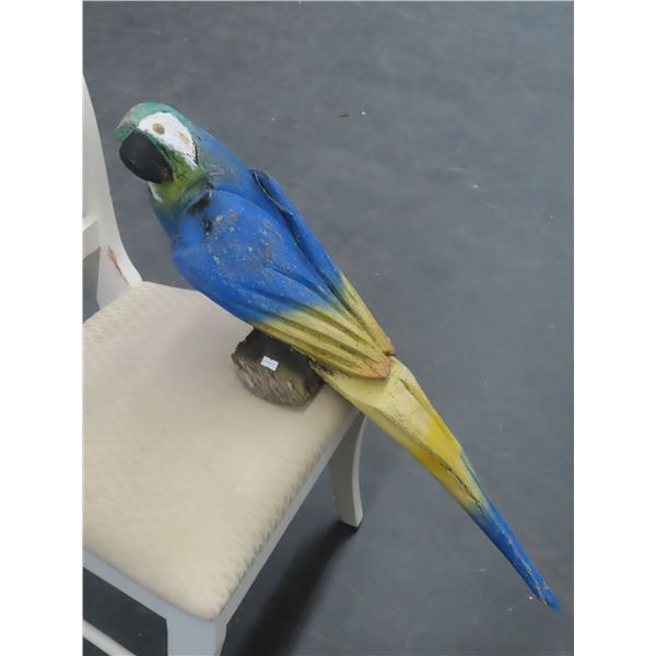 Parrot Carved Wood Painted Sculpture