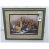 Image 1 : Framed Still Life Fruit/Wine Print - 22" x 18"