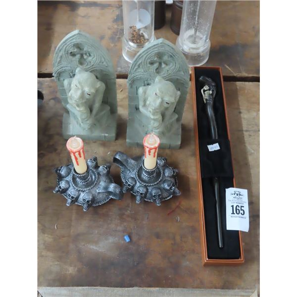 Skull Candles, Bookends, Harry Potter Wand