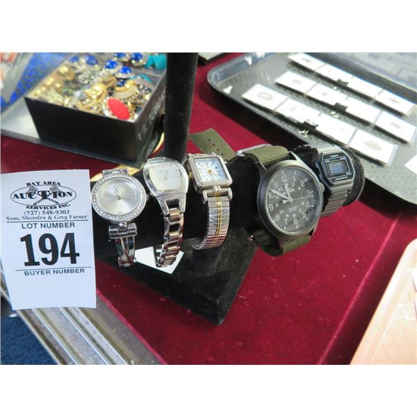 5-Fossil, Quart or Timex Wristwatches - 5 X $