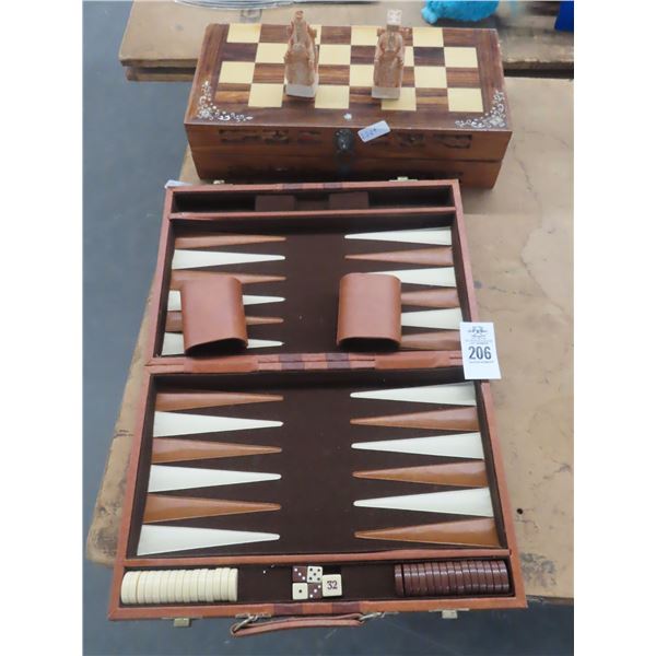 Backgammon and Asian Marble Chess Set