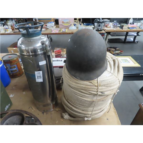 Buffalo Fire Appliance, Military Helmet, 50" Rope