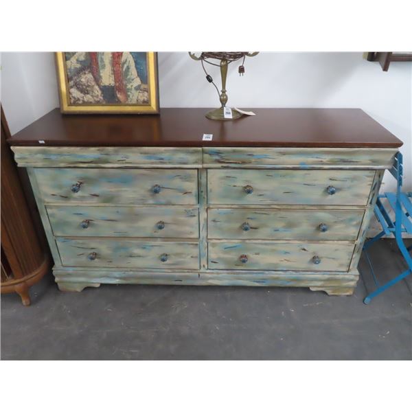 Painted Distressed Wood Chest Of Drawers